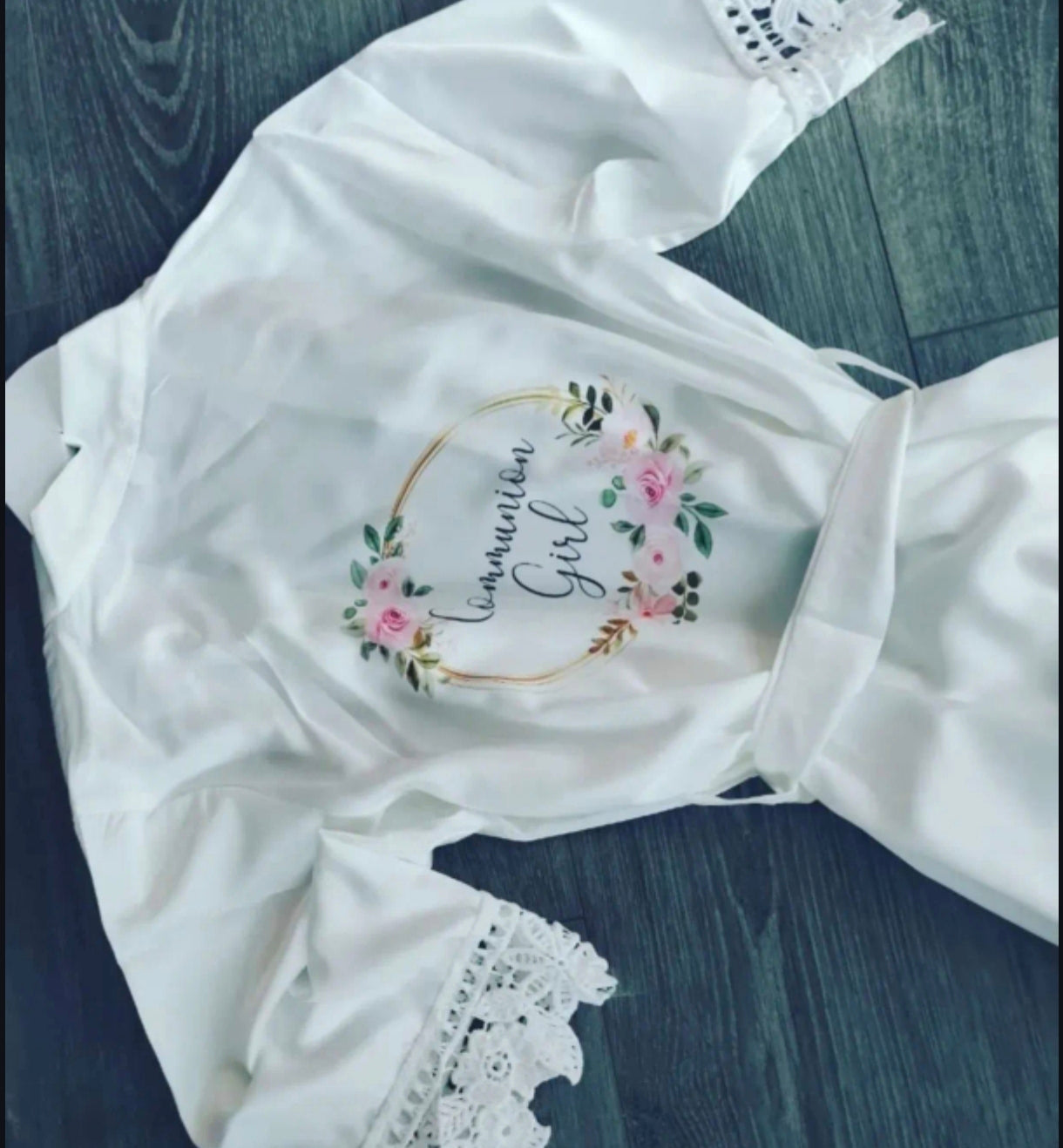 ***PREORDER***Personalised Communion and Confirmation Robe (Pink Wreath)