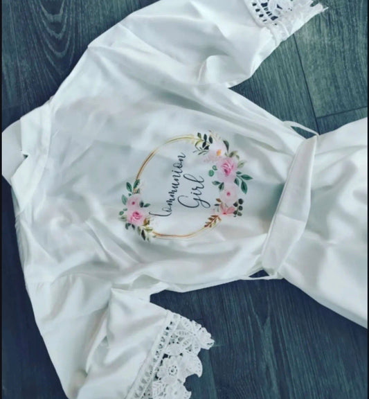 ***PREORDER***Personalised Communion and Confirmation Robe (Pink Wreath)