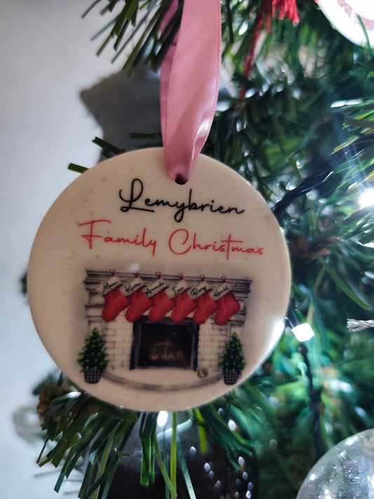 Personalised Family Stocking Ceramic Bauble