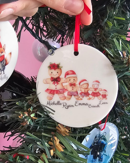 Personalised Gingerbread Family Ceramic Bauble